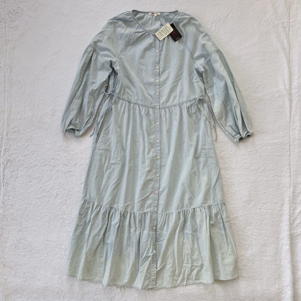 Levi's Women's Jolene Long Sleeve Maxi Dress - Honestly Happy XS *faded